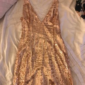 V neck sequin mini dress